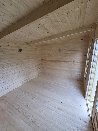 Timber garden room interior space